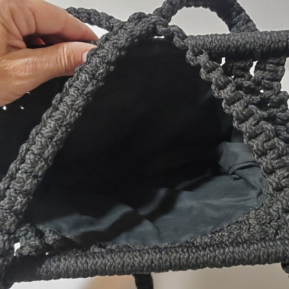 Vintage Macrame Black Shoulder Bag - Picture 11 of 16